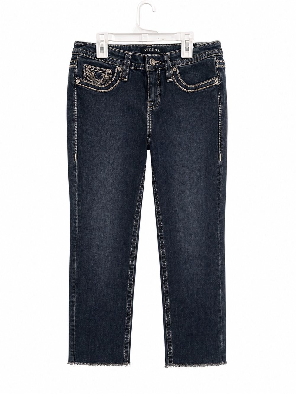 Vigoss Women's Denim Indigo Cropped Straight Jeans